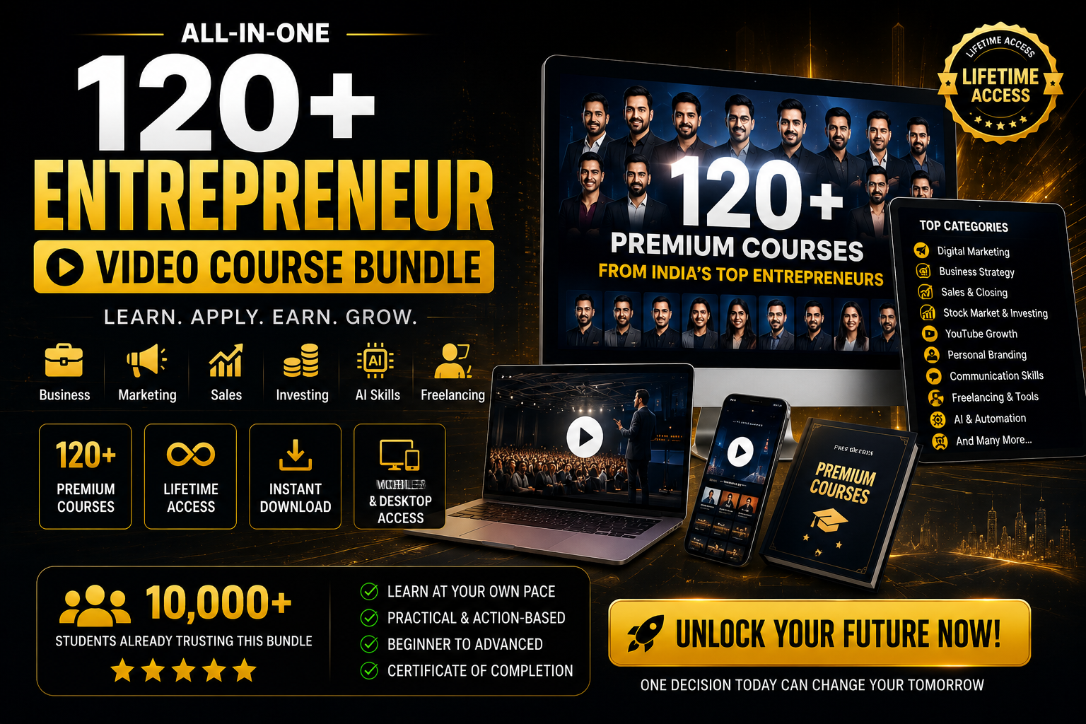 120+ entrepreneur video course bundle